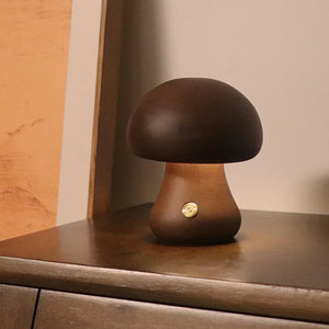 Wooden Mushroom Touch Lamp – Ambient LED Night Light