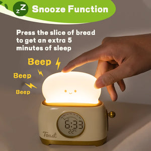 ToastieGlow Alarm Clock – Cute LED Wake‑Up Clock with Night Light & USB Rechargeable Design
