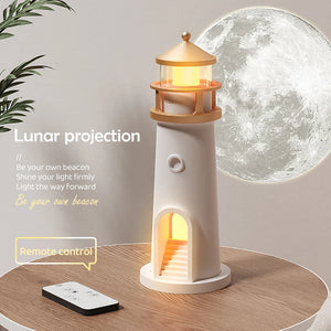 Lighthouse Moon Projection Nightlight – LED Ambient Moon & Star Projection Lamp