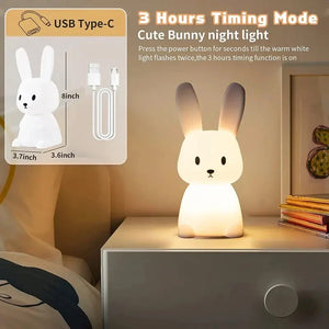 BunnyGlow Silicone Night Light – USB Rechargeable LED Ambient Lamp