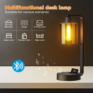 Modern Bedside Lamp with Bluetooth Speaker – LED Ambient Light & Wireless Music