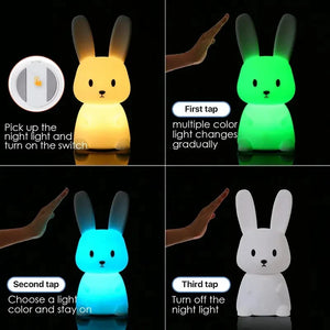 BunnyGlow Silicone Night Light – USB Rechargeable LED Ambient Lamp