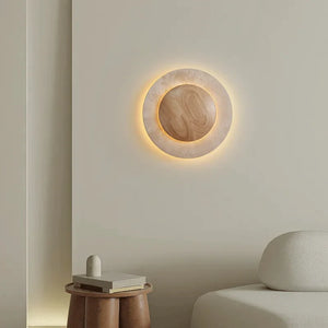 Solara Travertine Wall Sconce – Natural Stone LED Ambient Wall Light