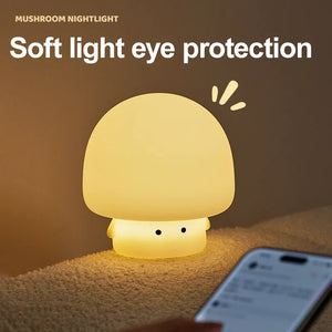 GlowBuddy Mushroom Nightlight – USB Rechargeable LED Ambient Lamp
