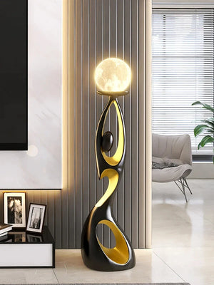 Lunar Embrace Sculptural Floor Lamp – Artistic LED Ambient Floor Lighting for Modern Interiors