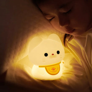 Lucky Cat Silicone LED Nightlight – Indoor LED Night Lamp