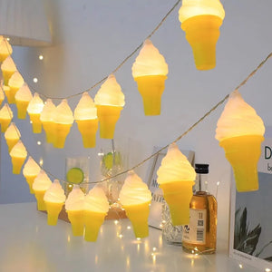 Ice Cream Cone LED String Lights – Cute Decorative Fairy Lights for Kids’ Rooms & Parties