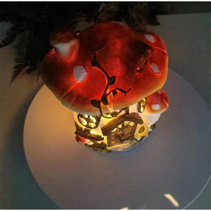 Solar Resin Mushroom House Lamp – Solar Powered Waterproof Garden LED Decor