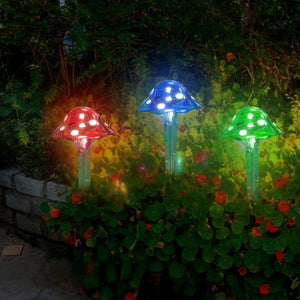 Solar Powered Mushroom Garden Lights – Set of 3 Waterproof Outdoor LED Solar Stakes