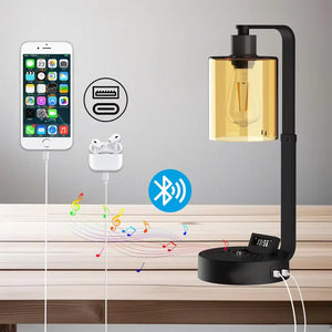 Modern Bedside Lamp with Bluetooth Speaker – LED Ambient Light & Wireless Music