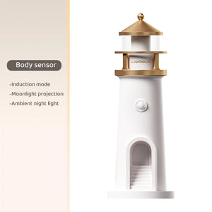 Lighthouse Moon Projection Nightlight – LED Ambient Moon & Star Projection Lamp