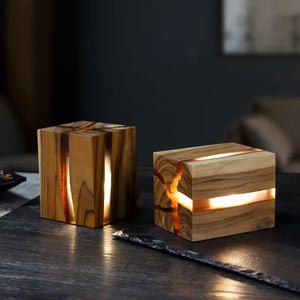 Cracked Solid Wood Nordic Design Nightlight – Minimalist LED Ambient Lamp