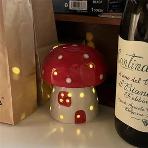 Enchanted Ceramic Mushroom Nightlight – Whimsical LED Ambient Lamp
