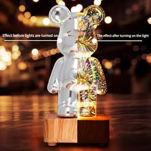 3D Fireworks Glass Bear Light – USB LED Ambient Night Light & Decorative Lamp