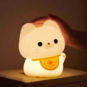 Lucky Cat Silicone LED Nightlight – Indoor LED Night Lamp