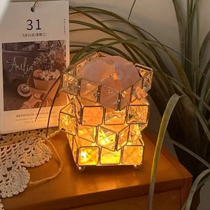 Crystal Cube Himalayan Salt Night Light – Decorative LED Ambient Lamp