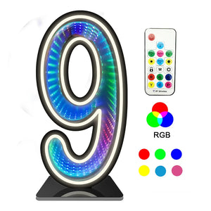 InfinityGlow RGB Number Light – Decorative LED Light Up Number Sign for Home & Events