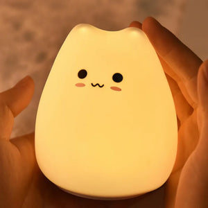 Lucky Cat Silicone Nightlight – USB Rechargeable LED Ambient Lam