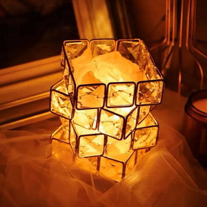 Crystal Cube Himalayan Salt Night Light – Decorative LED Ambient Lamp