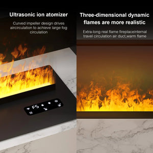 Smart 3D Water Vapor Flame Bar – LED Water Mist Fireplace Insert with App & Remote Control