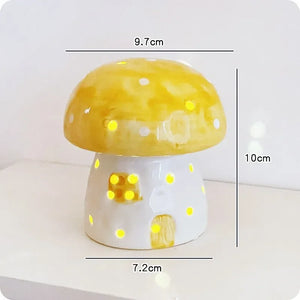 Enchanted Ceramic Mushroom Nightlight – Whimsical LED Ambient Lamp