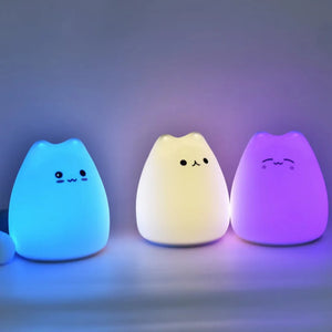 Lucky Cat Silicone Nightlight – USB Rechargeable LED Ambient Lam