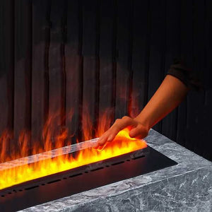 Smart 3D Water Vapor Flame Bar – LED Water Mist Fireplace Insert with App & Remote Control