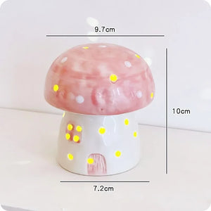 Enchanted Ceramic Mushroom Nightlight – Whimsical LED Ambient Lamp