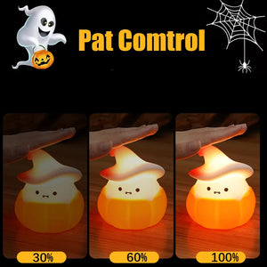 Spooky Cute Pumpkin Ghost Nightlight – USB Rechargeable LED Ambient Lamp
