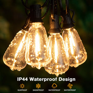 Solar Powered Vintage Edison String Lights – Waterproof Outdoor LED Patio & Garden Lighting