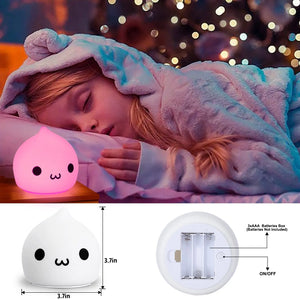 Kawaii Raindrop Silicone Nightlight – USB Rechargeable LED Ambient Lamp