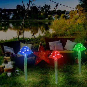 Solar Powered Mushroom Garden Lights – Set of 3 Waterproof Outdoor LED Solar Stakes