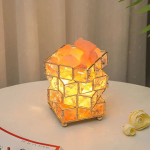 Crystal Cube Himalayan Salt Night Light – Decorative LED Ambient Lamp