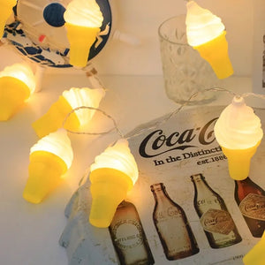 Ice Cream Cone LED String Lights – Cute Decorative Fairy Lights for Kids’ Rooms & Parties