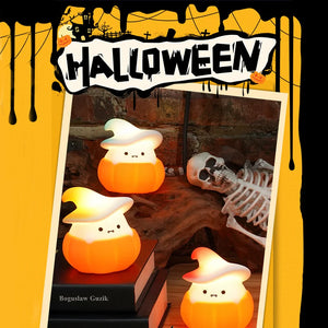 Spooky Cute Pumpkin Ghost Nightlight – USB Rechargeable LED Ambient Lamp