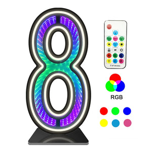 InfinityGlow RGB Number Light – Decorative LED Light Up Number Sign for Home & Events