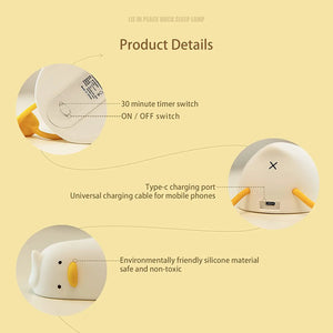Cozy Duck Silicone Night Light – USB Rechargeable LED Ambient Lamp