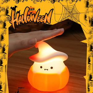 Spooky Cute Pumpkin Ghost Nightlight – USB Rechargeable LED Ambient Lamp
