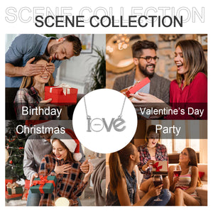 Couple pendant necklace with the letters LOVE