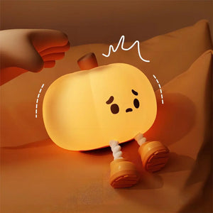 Sad Pumpkin Silicone Nightlight – USB Rechargeable LED Ambient Lamp