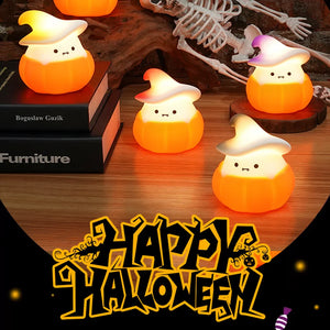 Spooky Cute Pumpkin Ghost Nightlight – USB Rechargeable LED Ambient Lamp