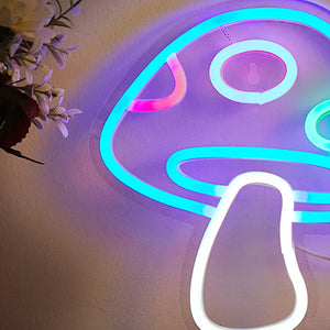 Electric Blue LED Mushroom Neon Wall Light – USB Powered