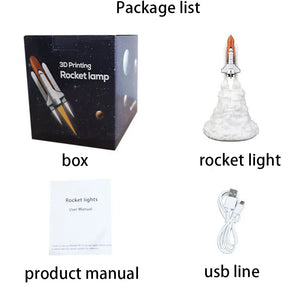Rocket Launch Night Lamp – USB Rechargeable LED Ambient Space Lamp