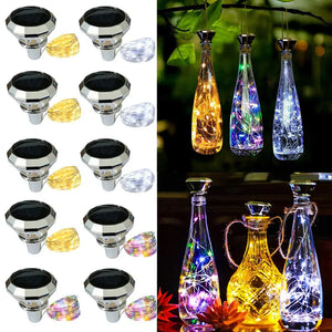 Solar Powered Wine Bottle Lights – Solar Cork LED Fairy Lights for Outdoor & Garden Décor