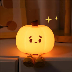 Sad Pumpkin Silicone Nightlight – USB Rechargeable LED Ambient Lamp