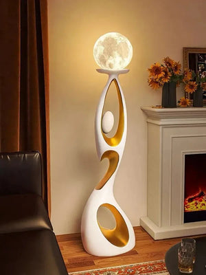 Lunar Embrace Sculptural Floor Lamp – Artistic LED Ambient Floor Lighting for Modern Interiors