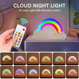 Rainbow Cloud Ambient Light – USB Rechargeable LED Colorful Cloud Night Lamp
