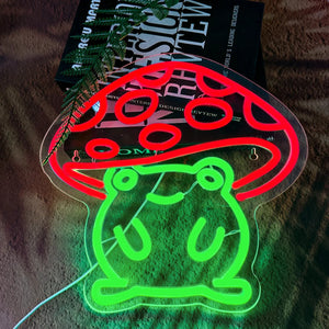 Frog & Mushroom LED Neon Wall Light – Whimsical USB‑Powered Decorative Neon LED Sign
