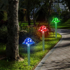 Solar Powered Mushroom Garden Lights – Set of 3 Waterproof Outdoor LED Solar Stakes