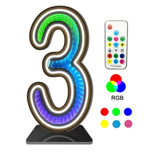 InfinityGlow RGB Number Light – Decorative LED Light Up Number Sign for Home & Events